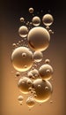 Golden bubbles on a dark background. 3d rendering, 3d illustration.