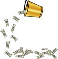 Golden Bucket Pouring Cash Royalty Free Stock Photo