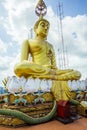 Golden budda monument in Krabi. Tiger temple Royalty Free Stock Photo