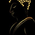 Golden buddha bless sketch with golden border element isolate on black Royalty Free Stock Photo