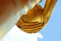 Golden Buddha hand hold an alms bowl