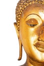 Golden buddha head isolated on White background . Royalty Free Stock Photo