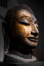 Golden Buddha head statue ancient art