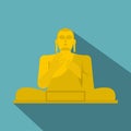 Golden Buddha icon, flat style