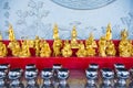 Golden buddha image, Chinese Temple Wat Borom Racha Kanchanapisek Anusorn & x28;Leng nuei Yee 2& x29;, Thailand