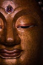 Golden Buddha image face style , hilight and shadow of buddha golden face Royalty Free Stock Photo