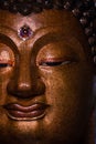 Golden Buddha image face style , hilight and shadow of buddha golden face Royalty Free Stock Photo