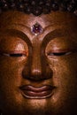 Golden Buddha image face style , hilight and shadow of buddha golden face Royalty Free Stock Photo