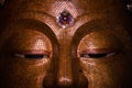 Golden Buddha image face style , hilight and shadow of buddha golden face Royalty Free Stock Photo