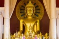 Golden Buddha image inside a temple in Thailand Royalty Free Stock Photo