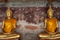 Golden Buddha images in Wat Suthat Thepphawararam the royal temple of the first grade in Bangkok.