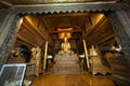 Golden Buddha inside at wood Church of Nyan Shwe Kgua temple.