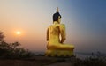 Golden Buddha overlooking Pakse at Wat Phousalao. Laos