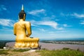 The Golden Buddha at Phu salao temple overlooking the Mekong river. Royalty Free Stock Photo