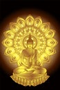 Golden Buddha Siddhartha gautama sit on lotus