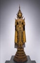 Golden Buddha stand up statue ancient art