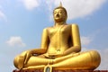 Golden Buddha statue against blue sky Royalty Free Stock Photo