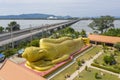 Golden Buddha statue against blue sky in South of Thailand temple Royalty Free Stock Photo