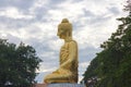 The golden buddha statue on blue sky