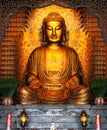 golden buddha statue in chinese temples backgrounds
