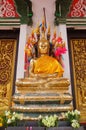 Golden buddha statue covered 7 Naga statue Royalty Free Stock Photo