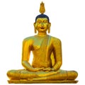 Golden buddha statue isolated on white Royalty Free Stock Photo