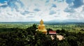 Golden Buddha Statue in mist of The hall of public Temple in f