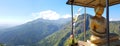 Golden buddha statue monument in the summit of little adams peak in ella sri lanka with nich sky and mountains copy space Royalty Free Stock Photo