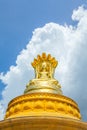 Golden Buddha statue with seven Naga heads under on blue sky Royalty Free Stock Photo