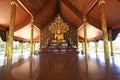 Golden buddha statue in Sirindhorn Wararam Phu Prao Temple