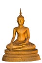 Golden Buddha statue sitting isolated on white background Royalty Free Stock Photo