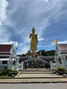 Golden Buddha statue in the square of Songkla, Thailand, vertical