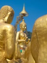 The golden Buddha statue was built outdoors. It is a symbol of the Wednesday religion