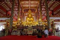 Golden buddha statue in wat suan dok temple Royalty Free Stock Photo