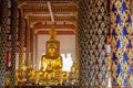 Golden buddha statue in wat suan dok temple Royalty Free Stock Photo