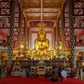 Golden buddha statue in wat suan dok temple Royalty Free Stock Photo