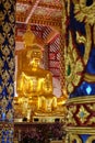 Golden buddha statue in wat suan dok temple Royalty Free Stock Photo