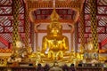 Golden buddha statue in wat suan dok temple Royalty Free Stock Photo