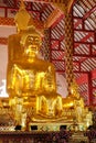 Golden buddha statue in wat suan dok temple Royalty Free Stock Photo