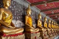 Golden Buddha statue in Wat Suthat Thepphawararam the royal temple of the first grade in Bangkok.