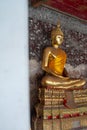 Golden Buddha statue in Wat Suthat Thepphawararam the royal temple of the first grade in Bangkok.