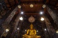 Golden Buddha statue in Wat Suthat Thepphawararam the royal temple of the first grade in Bangkok.