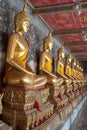 Golden Buddha statue in Wat Suthat Thepphawararam the royal temple of the first grade in Bangkok.