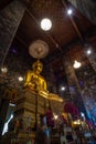 Golden Buddha statue in Wat Suthat Thepphawararam the royal temple of the first grade in Bangkok.