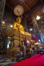 Golden Buddha statue in Wat Suthat Thepphawararam the royal temple of the first grade in Bangkok.