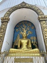 Golden Buddha statue at World Peace Pagoda in Pokhara, Nepal Royalty Free Stock Photo