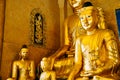 Golden Buddha statues near Yangon. Royalty Free Stock Photo