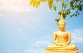 The golden Buddha statues on sky background Royalty Free Stock Photo