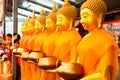 Golden Buddha statues at the temple in Thailand