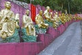 Golden Buddha statues at Ten Thousand Buddhas Monastery, Hong Kong